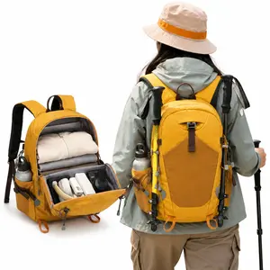 25L Hiking Backpack Lightweight Water-Resistant Travel Daypack with Breathable Padded Straps and Trekking Pole Holders