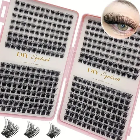 Individual False Eyelashes Kit, Eyelash Extension Kit, Eyelash Extensions, Self Grafting Curl Eyelashes, Eye Makeup Enhancement, Cosmetic, Longer Looking Eyelashes, Curl Cluster Lashes, Eyelash Falsies, DIY Lash Clusters, Eyelash Cluster Set