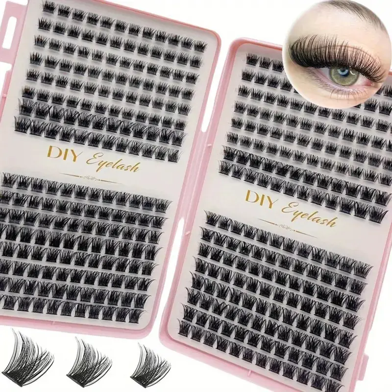 Individual False Eyelashes Kit, Eyelash Extension Kit, Eyelash Extensions, Self Grafting Curl Eyelashes, Eye Makeup Enhancement, Cosmetic, Longer Looking Eyelashes, Curl Cluster Lashes, Eyelash Falsies, DIY Lash Clusters, Eyelash Cluster Set