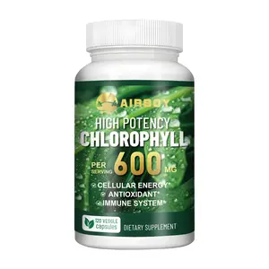 AIRBOY Chlorophyll 600 mg - Highly Bioavailable Chlorophyllfor Energy, Immune Support, Skin & Body Deodorization - 60/120 Capsules
