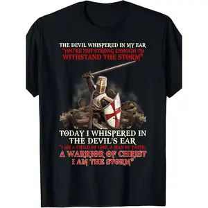 Knight Templar I Am A Child Of God A Warrior Of Christ T-ShirtSame Style for Men and Women  Summer Short-sleeved Printed T-shirt Pure Cotton 220G