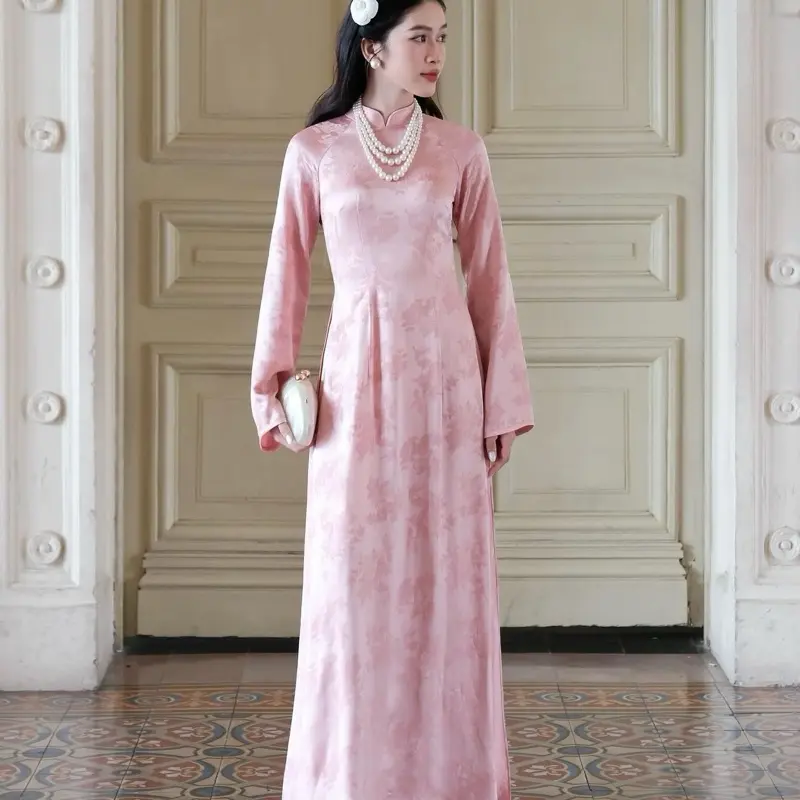 knee length dresses for ladies Mulberry Silk Vietnamese Dress AO Dai Only main image 1