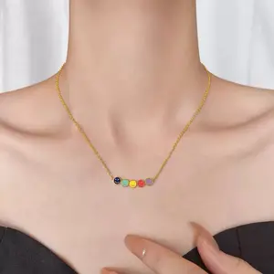 Colorful Beaded Necklace for Women - Gold Chain with Multicolor Beads - Stylish and Trendy Jewelry Accessory