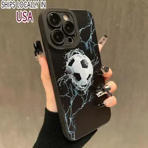 Soccer Ball Pattern Phone Case, Anti-drop Silicone Phone Case, Decorative Phone Protector Cover Compatible with iPhone 16 15 14 13 12 11 Pro Max