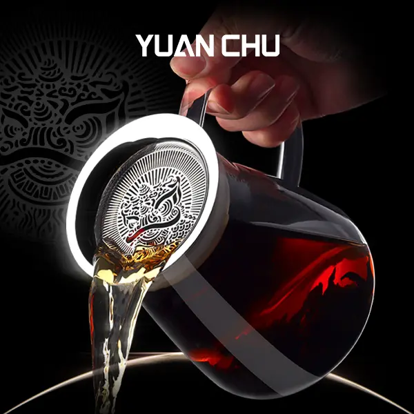 HeYiHu Traditional Chinese Pattern 22oz Glass Teapot with 304 Stainless Infuser, Stovetop-Safe Double-Wall Insulated Tea Maker, Patented Lid-Free Pour & No-Drip Design, Lightweight 280g Dishwasher Safe Gift for Tea Lovers (Lion/Horse/Coin Pattern)