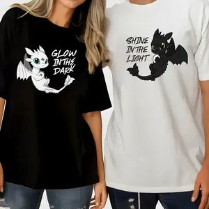 Toothless Couple T-Shirts – Glow in the Dark Matching Dragon Shirt, How to Train Your Dragon Gift for Him & Her, Shirt, Sweatshirt Hoodie