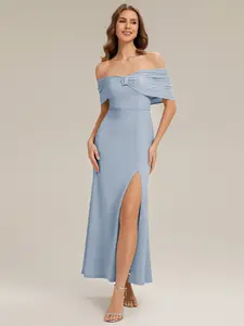 Ever-Pretty 2026 New Trend Bow Detail Knit Drop Shoulder Sleeve Bridesmaid Dress – High Stretch, Soft & Flexible for Wedding Guest & Party Night ES02693