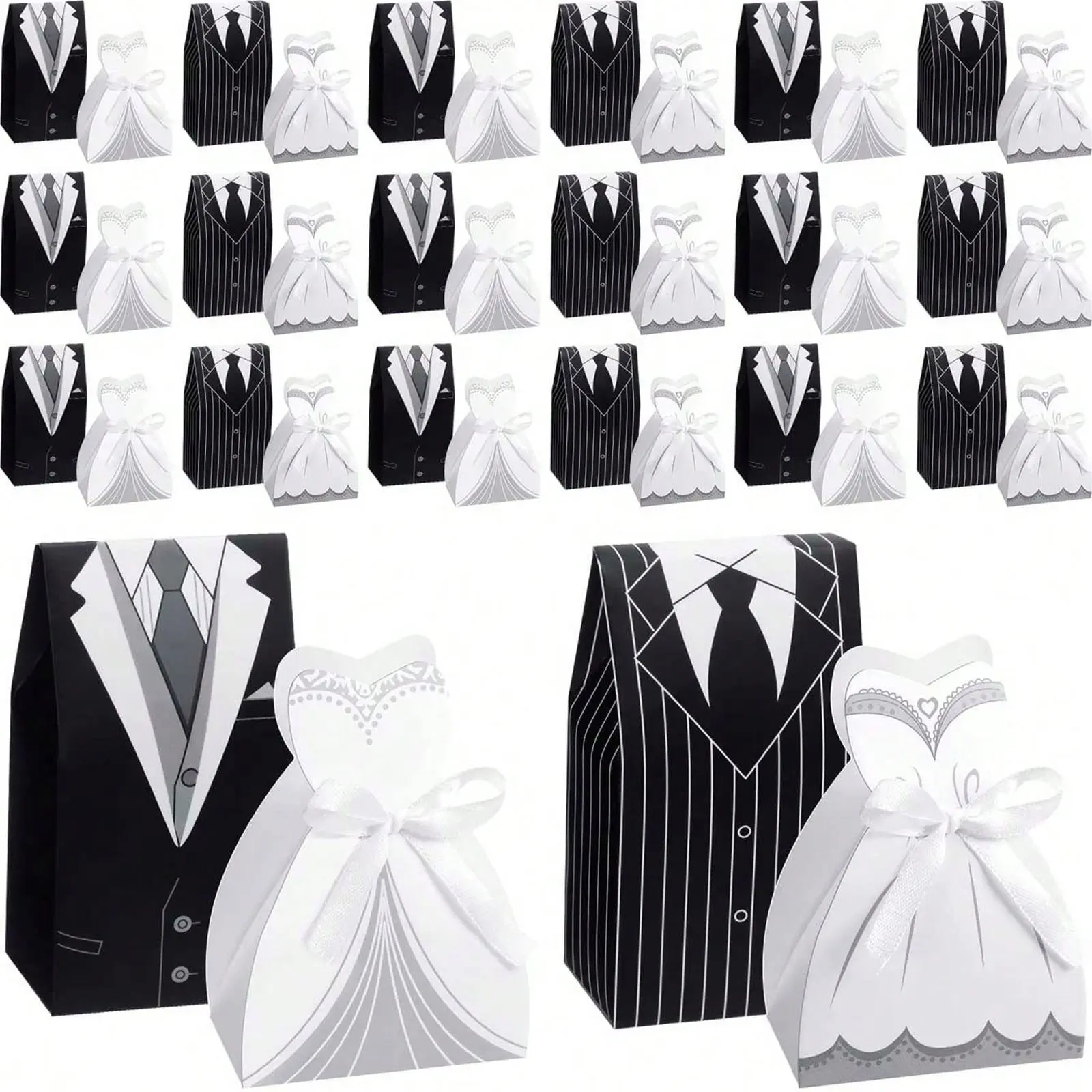 100 Wedding Party Favor Boxes, Groom Bride Creative Vintage Candy Chocolate Gift Box Set, Party Packs, Bulk with Ribbon Decorations, Birthday Shower Guest Favors, Gift Box Packaging, Themed Gift Box, Bridal Shower Favors, Gifts Box