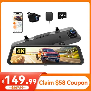WOLFBOX G850 PRO 4K Mirror Dash Cam with ADAS and BSD, Smart Rear View Mirror with 5.8GHz WiFi, Voice Control, 12 inches Camera Includes 64GB Card, GPS, G-Sensor, Loop Recording Hd Driving Recorder Automotive Video Recorder TikTokShopHolidayHaul