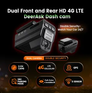 DeerAsk 4G Anti-Theft Dash Cam Front & Rear - Radar Parking Mode, GPS, Remote Live View, Night Vision
