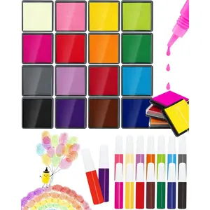16 Colors Ink Pad Set for Stamps, 1.58"Professional Craft Ink Pads for Paper, Wood, Fabric, Large Ink Pad Stamps for DIY, Scrapbook, Card Making, Art Supplies