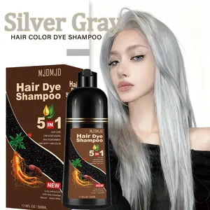 Instant Silver Gray Hair Color Shampoo (5 in 1), 16.9 Fl Oz, Long Lasting, Unscented, Natural Dye Shampoo for Women Men, Vegan Ammonia Free Hair Shampoo, Paraben-Free & Hypoallergenic Conditioner Haircare