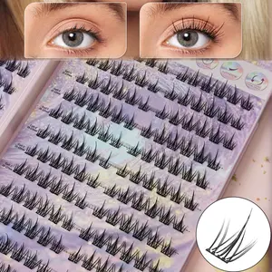 240 Cluster Self-Adhesive False Eyelashes No Glue Needed, Sunflower Lash CC Curl Natural Lightweight Look Easy Apply Reusable Makeup Tool
