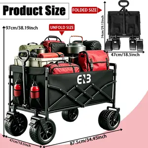 ENB 200L Heavy-Duty Folding Trolley, 550lbs Capacity, All-Terrain Wheels, Brakes, Sturdy Portable Design for Camping, Shopping