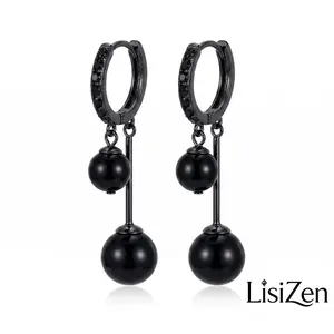 Tassel Earrings with Super Drooping Feeling, Fairy Temperament, Retro Trendy Black Ball Earrings for Women, Unique Design, Versatile Ear Accessories DZEH1613