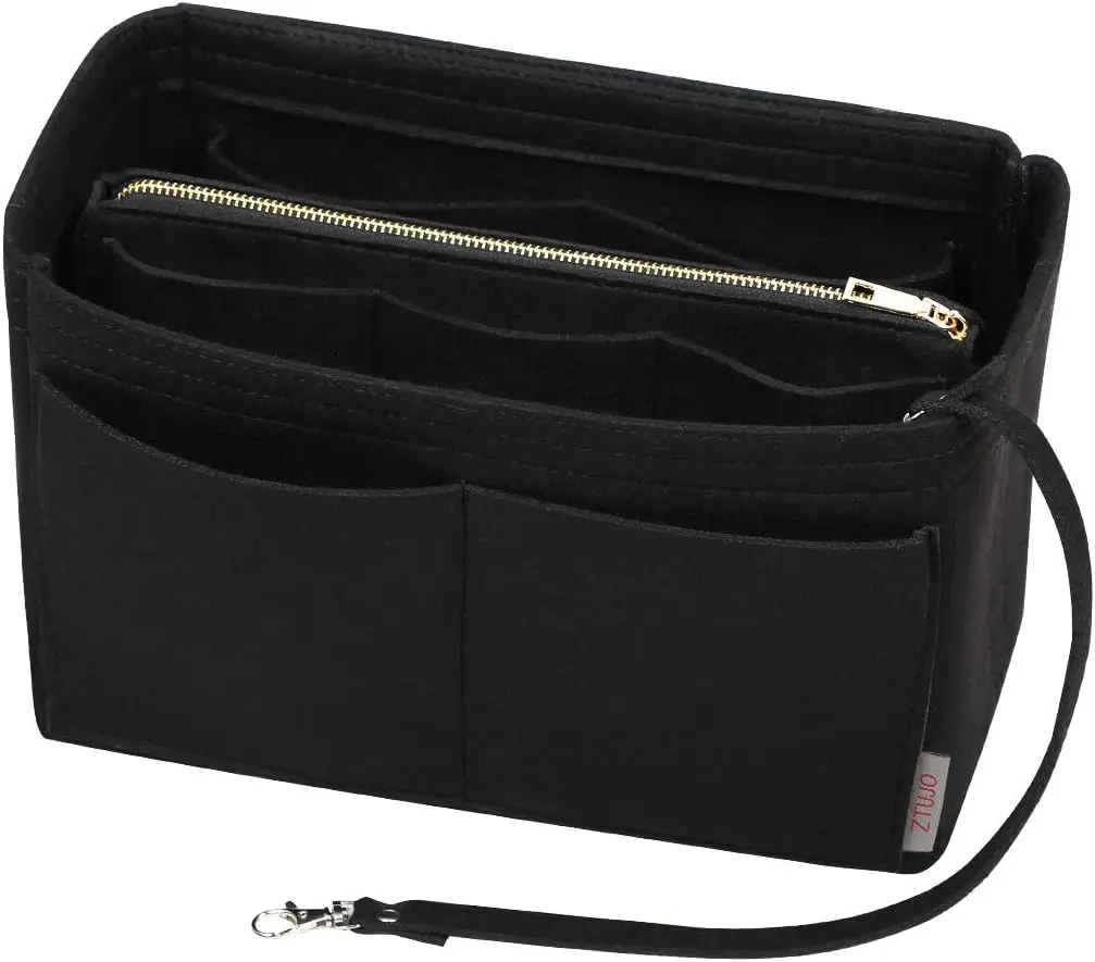 Purse Organizer Insert, Felt Bag Organizer with Metal Zipper, Handbag & Tote Shaper, For Speedy Neverfull Tote, 7 Sizes
