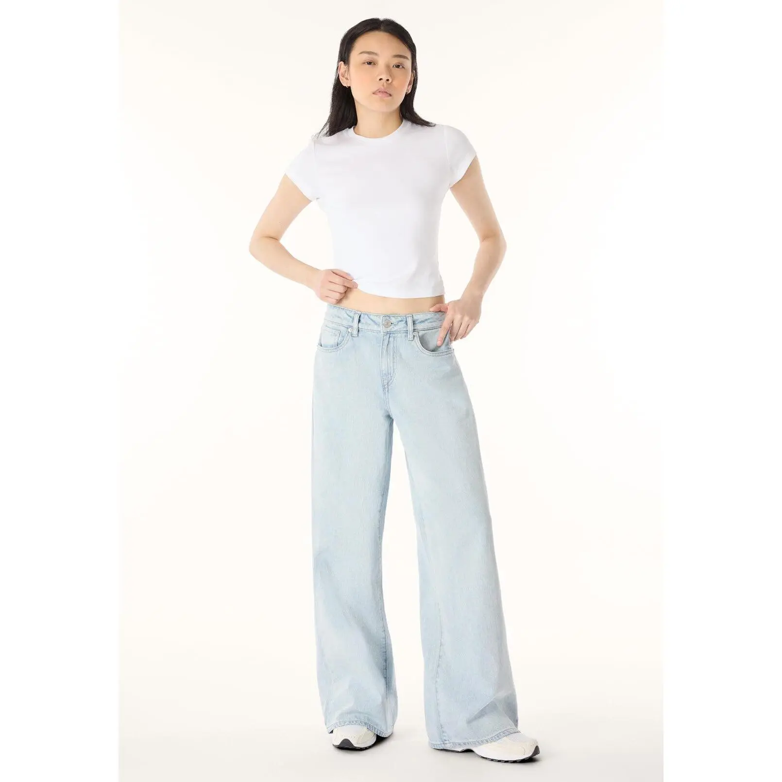 Amelia Women's Mid Rise Wide Leg Jeans, Bleached Down - BL16209