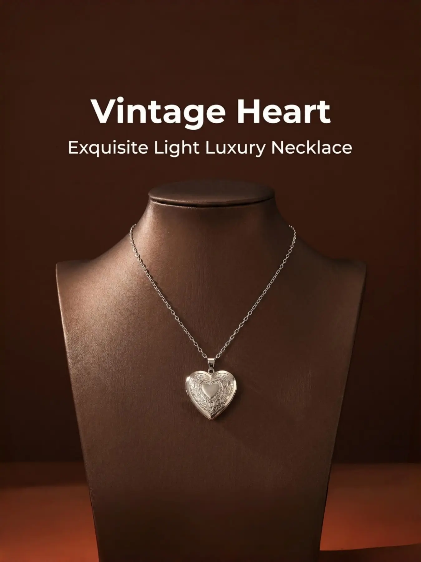 ✨ Silver Heart Locket Necklace Dainty Glitter Chain Aesthetic Retro TikTok Viral Jewelry ✨