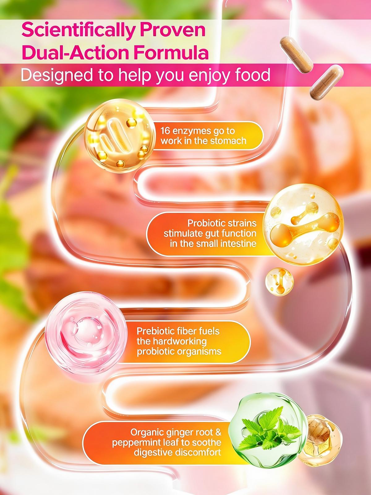 TYILLO Digestive Enzymes with Prebiotics & Probiotics 60 Capsules – Digestion Support & Flatulence Relief for Better Gut Health