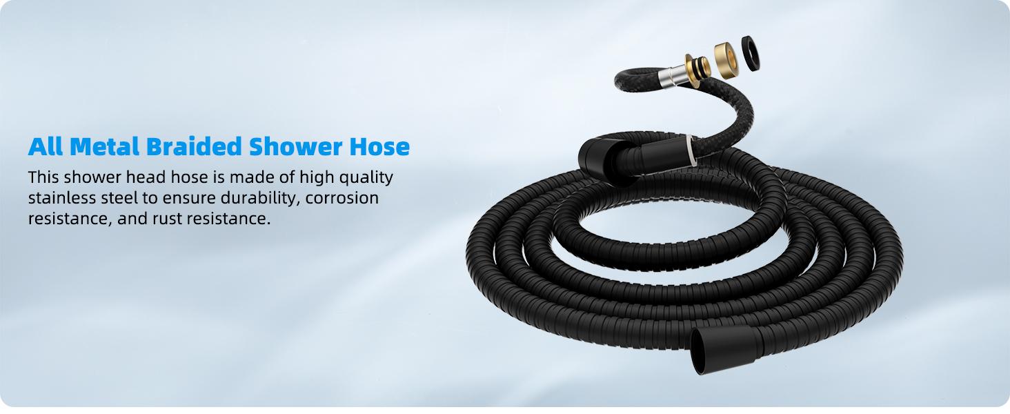 Hibbent Upgraded 5-spray 13'' Dual Filtered Rainfall Shower Head Combo, High Pressure 10-setting Handheld Shower Head 20 Stage Shower Filter,71'' Hose