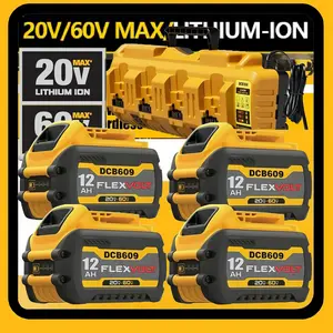 For DEWALT DCB104 20V MAX Multi-Port FastBattery Charger/2/4X DCB609 Batteries