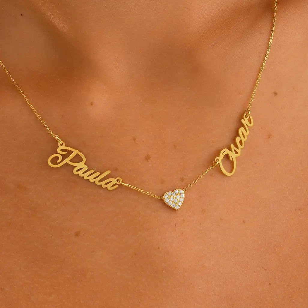 Double Name Necklace, Name Personalized Necklace, Couple Name Necklace, Name Keepsake Necklace, Name Wedding Necklace, Name Minimalistic Necklace, Name Valentines Necklace, Two Name Necklace, Name Engagement Necklace, Name Birthday Necklace Gift for Her