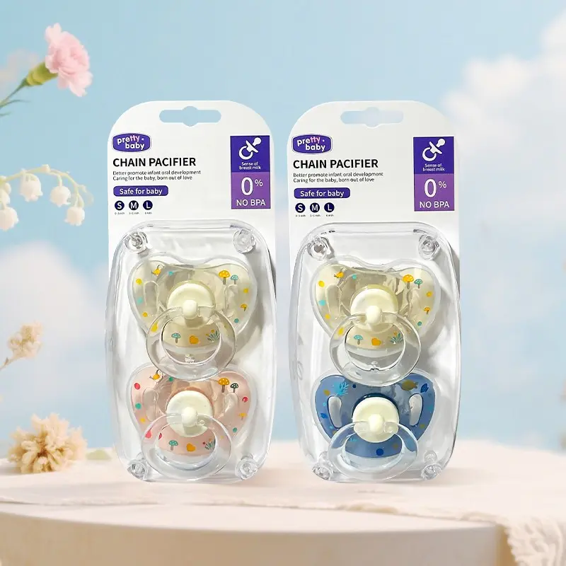 2-Pack Baby Pacifier Soft Silicone Soother Care, Printed Design for Both Boys & Girls, Newborn, Ideal Daily & Nighttime Comfort Accessory, Great Gift for New Parents