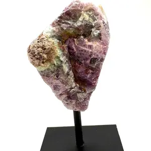 Raw Brazilian Multicolor Fluorite Crystal Specimen- mounted on display stand