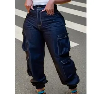 Plus size Women's stretch jeans high waisted work pants