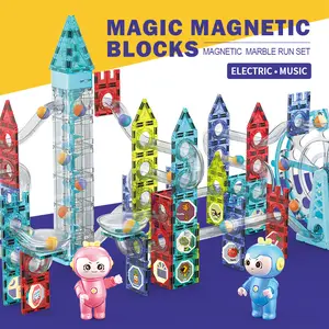 Marble Run with Motorized Ferris Wheel and Elevator, 129 Pcs Magnetic Marble Maze Building Toy for Kids, Educational Construction Marble Track Race Set, Best STEM Gifts for Boys and Girls