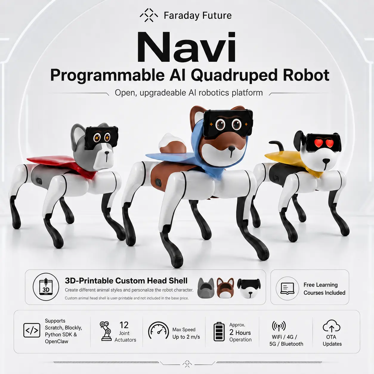 [6-month courses included]Navi Programmable AI Quadruped Robot, Smart Robotics Companion with Scratch, Blockly, Python & OpenClaw SDK, Customizable STEM Learning Robot