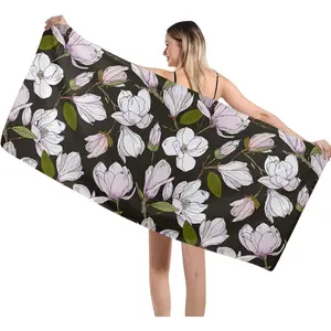 Spring Magnolia Pattern Beach Towel Thin Quick Dry Super Absorbent Oversized Lightweight Towels for Travel Sports Pool Swimming Bath Camping Yoga Towels 29x58inch
