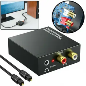 Digital to Analog Audio Converter Optical Toslink Coaxial to RCA Adapter with 3.5MM Headphone Jack Digital Optical Audio Coaxial nku