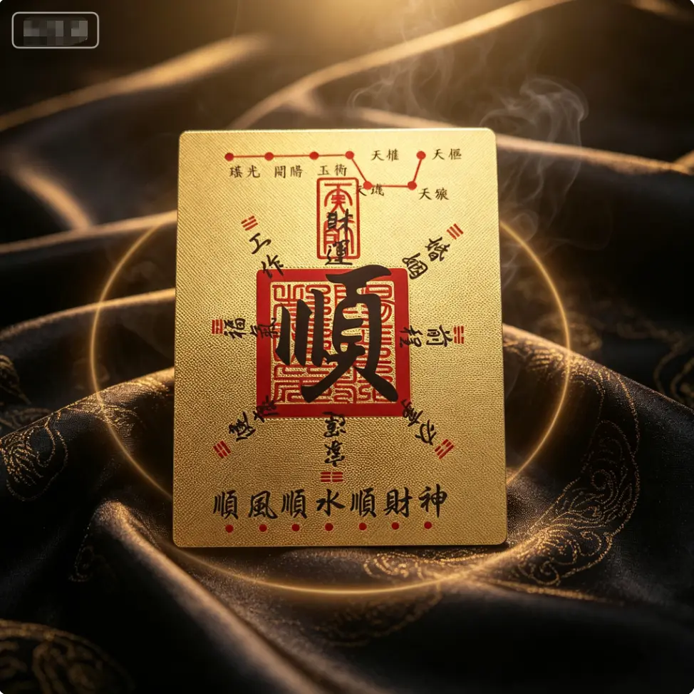 Unisex Traditional Lightweight Taoist Wealth Magnet Gold Card Talisman, Wealth-Attracting Fashion Accessory, Includes Free Gift, Star, Decor