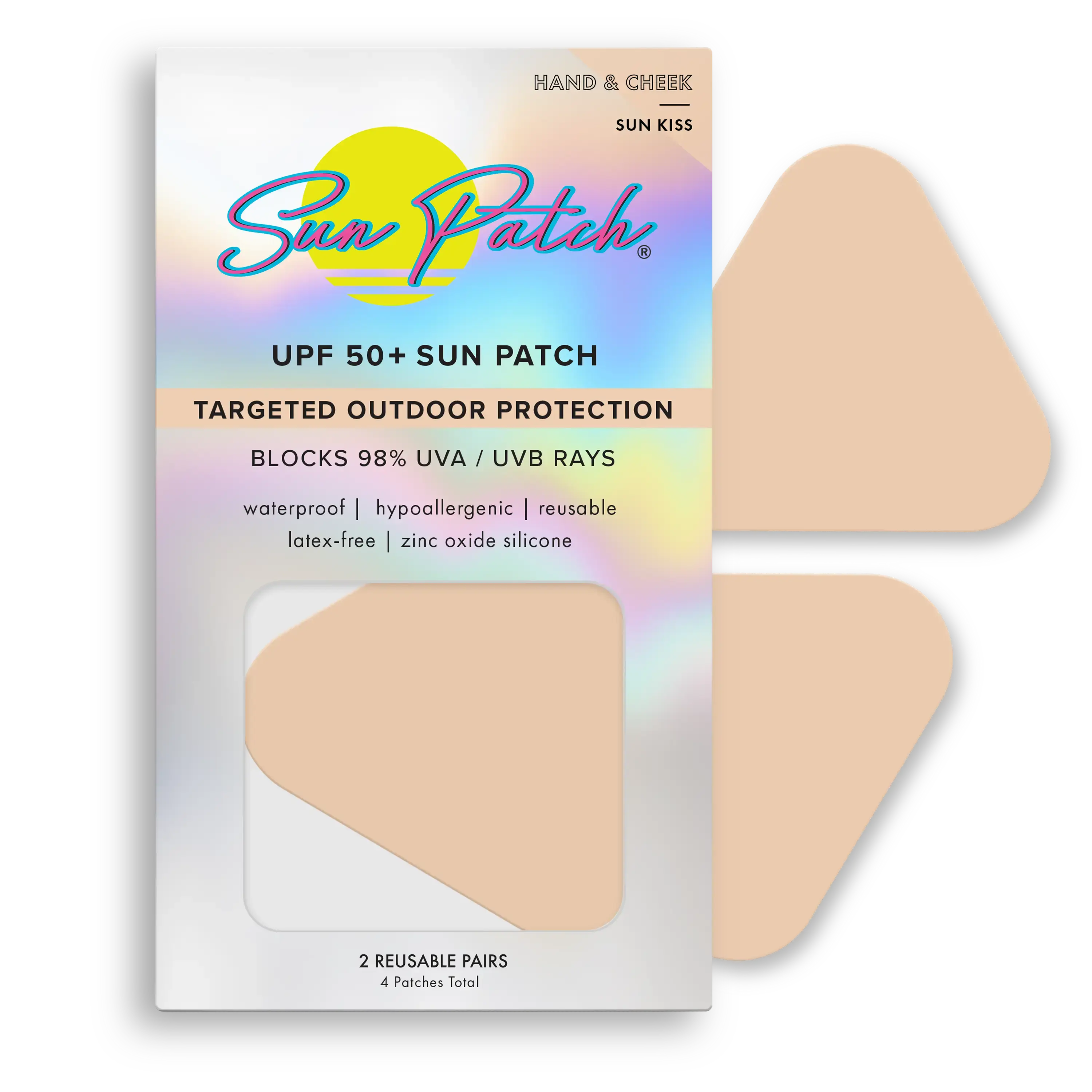 Sun Patch Hand & Cheek UV Protection UPF 50+ Sun Patch Targeted Outdoor Protection Blocks 98% UVA UVB Rays Waterproof Hypoallergenic Reusable Latex-Free Zinc Oxide Silicone