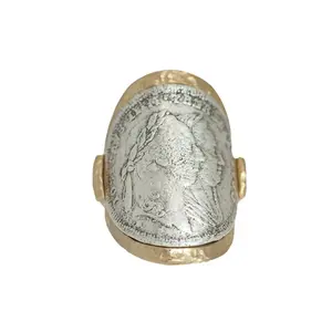 Tat2 Designs Gold Maria Theresa Curved Coin Ring