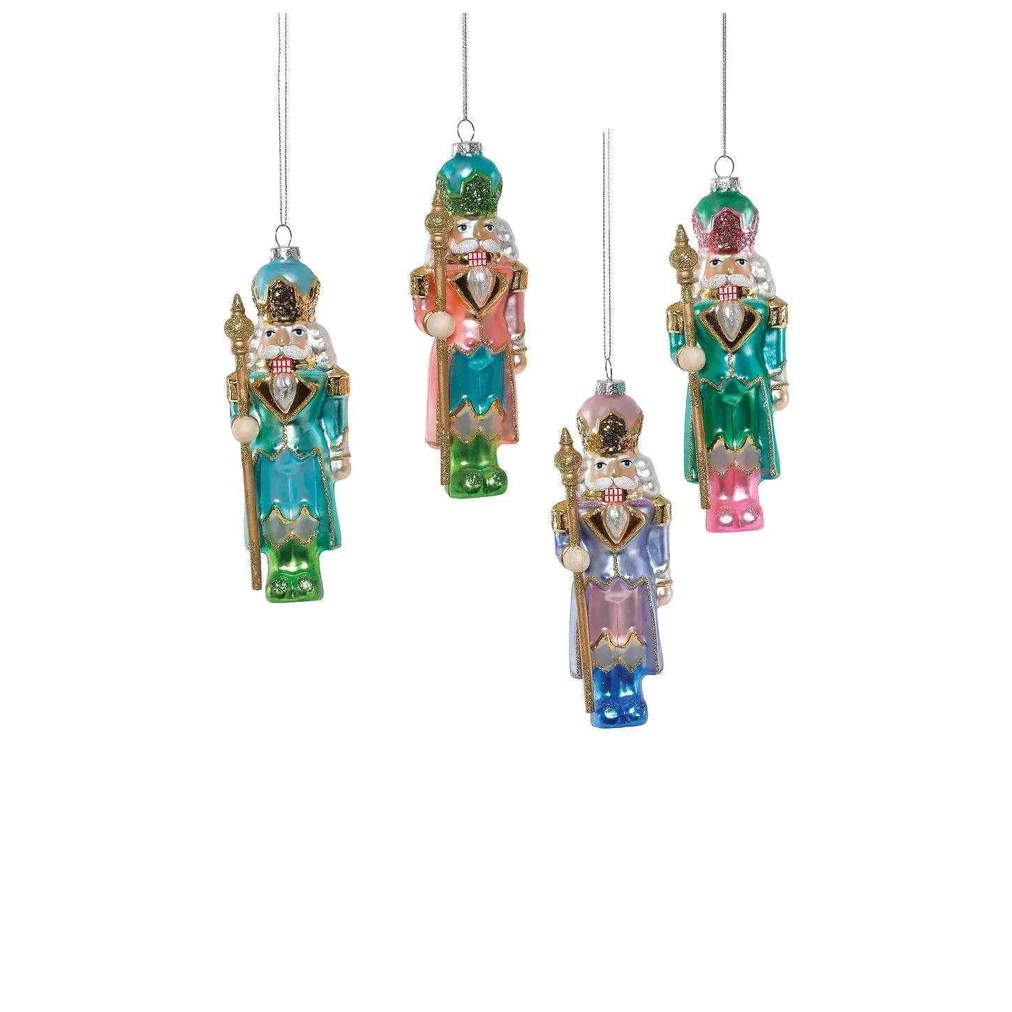 Poppy Lane Pastel Nutcracker Glass Ornament