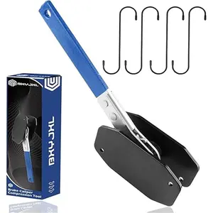 Brake Caliper Compression Tool,360° Adjustable Piston Compressor, Caliper Piston Compressor Tool with 4 Brake Caliper Hooks,for Single/Twin/Quad Piston Calipers,(Blue)