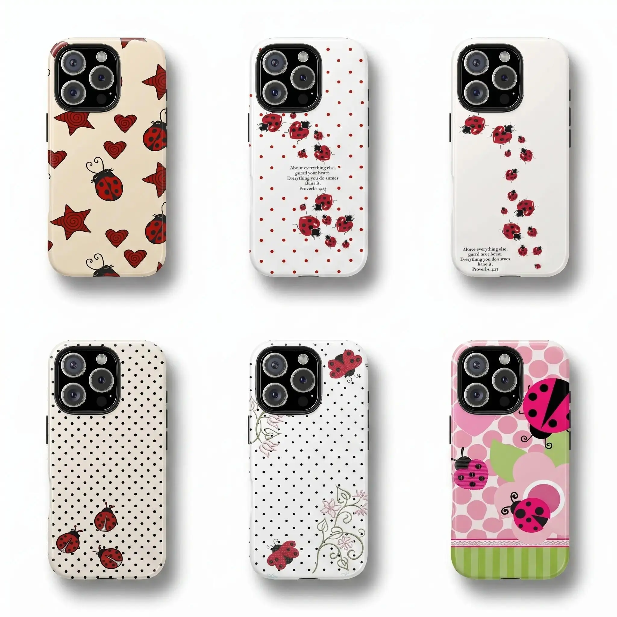 Dot Ladybug Print Phone Case, DurableTwo-In-One Protection,phone Case Suitable for Iphone 11/12/13/14/15/16/17 Pro Promax Plus Air and Samsung S22/S23/S24/S25 Plus Ultra Fe