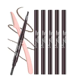 5 Pack Light Eyebrow Pencil with Precision Razor, Waterproof, Double-Ended, Easy Defining, Natural Fill, Long-Lasting, Sweatproof