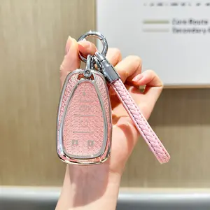 for Chevy Key Fob Cover with Leather Lanyard, Car Key Fob Case Compatible with Chevrolet 2016-2021 Chevy Equinox Malibu Camaro Cruze Blazer Smart Key