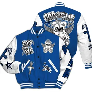 Varsity Jacket To Match High OG True Blue 1s - Gods Guides Me Bear All Over Print E81