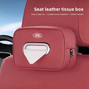 Car Tissue Box Holder Nappa Leather Car Center Console Armrest Napkin Box Sun Visor Backseat Tissue Case with For Land Rover Range Rover Evoque Velar Defender Discovery Freelander Land Cruiser
