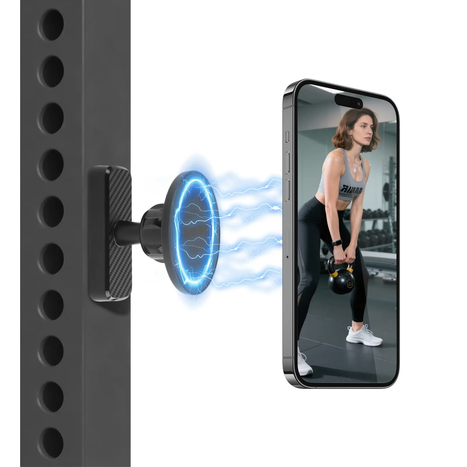 Gym Magnetic Phone Holder, Smartphone Holder, Cell Phone Holders, Golf Cart Phone Mount, Cell Phone Mount, Magnetic Clip Mount, Magnetic Cellphone Holder, Magsafe Accessory, Strong N54 Magnet, Compatible with iPhone 12-17 Series