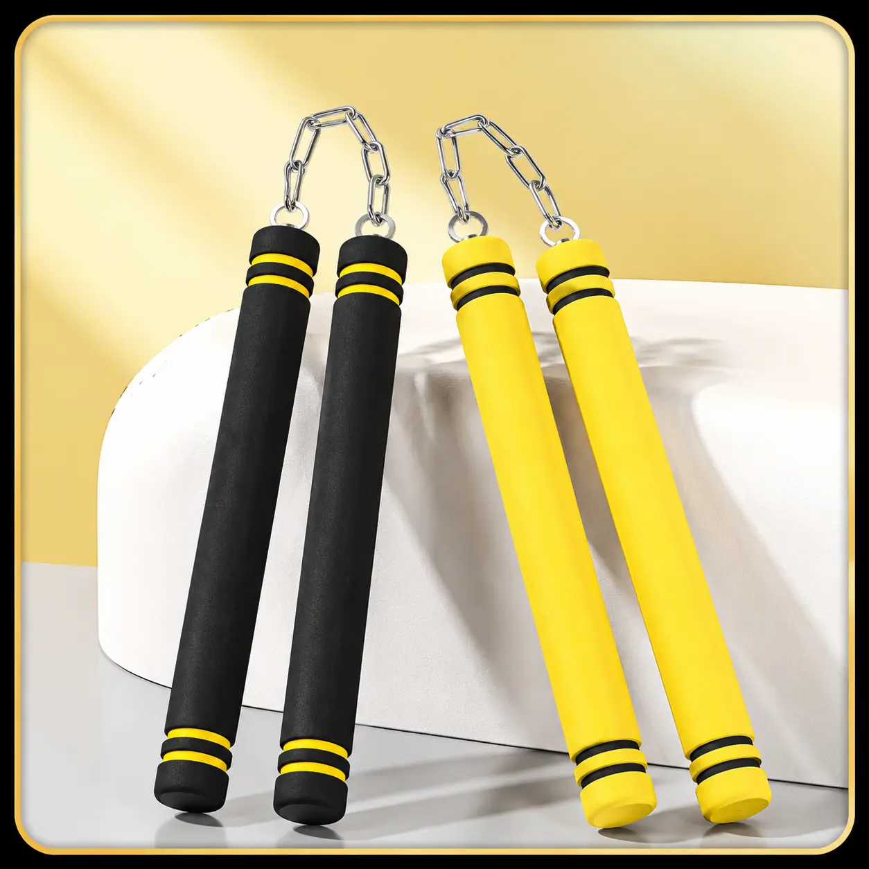 Foam Rubber Safe Training Nunchucks|   Steel Chain & Bearing System Design, Martial Arts Taekwondo Gear for Kids, Beginners & Adult Practitioners✨