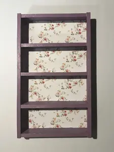 Mini Lylac Book Shelf with Floral Wallpaper Mini Lylac Book Shelf with Floral Wallpaper