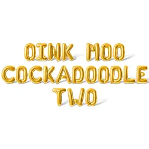 Letter Balloons - OINK MOO COCKADOODLE TWO 16" Inch Alphabet Letters Foil Mylar Balloon 2nd Birthday Party Banner