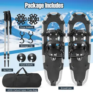 LIFEZEAL 21"/25"/30"4-in-1 Lightweight Terrain Aluminum Snowshoes W/Ski Poles Carry Bag