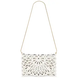 SIMKHAI Mccall Laser Cut Clutch in Cream