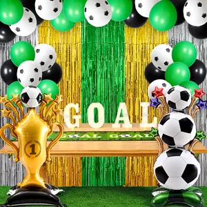 2026 Soccer Game Day Party Decor Set - Full Viewing Party Kit with GOAL Light Up Sign, Trophy & Stacked Soccer Ball Foil Balloons, 30 Latex Balloons, Metallic Tinsel Backdrops & GOAL Table Runner